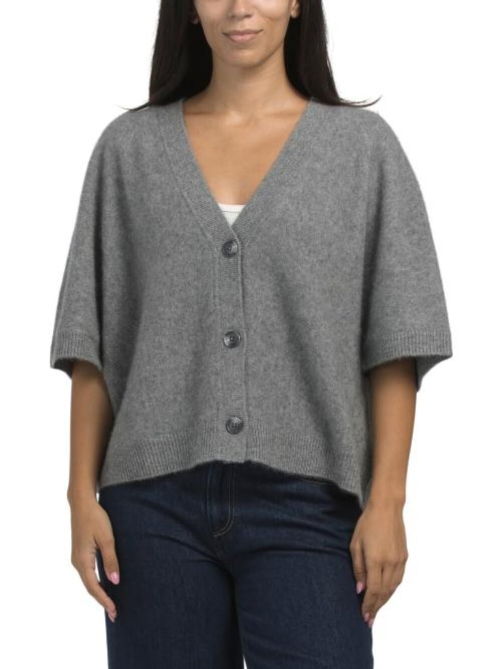 JASON WU Cashmere Overwashed Short Dolman Sleeve Sweater